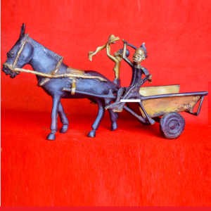 Âne et Charrette - en bronze_14 cm