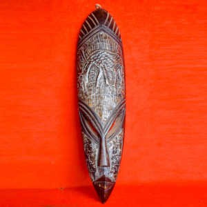 Masque en bois - Décoration en métal_ modèle N°2 - 46 cm de hauteur