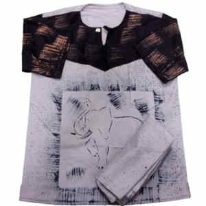 Ensemble Bogolan - Tenue traditionnel à impression Eléphant - Manches courtes