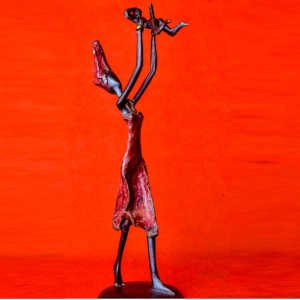 Abstraite Maternité mère-enfant - en bronze - 20 cm