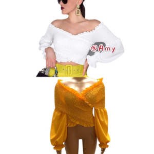 Haut coupé - t-shirts col croisé - manches longues