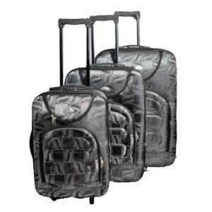 Valises trois pièces - EN TISSU - 2 roues - Multi-couleurs