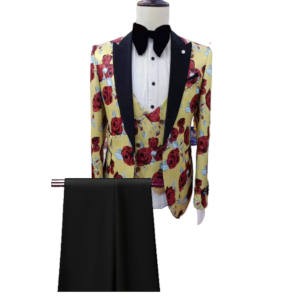 Veste fleurie 3 pièces pour homme