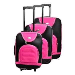 Valises trois pièces en tissu - 2 roues - ancien modèle - deux ton N° 1