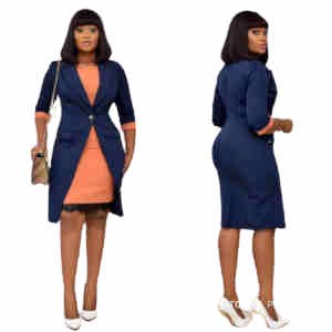 Ensemble blazer et robe moulante - Robe dame deux pièces - manches 3/4