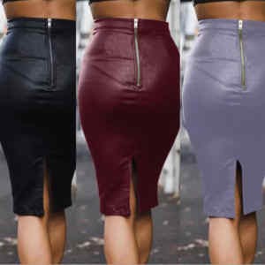 Jupes Skaï - Taille moyenne au genou - Jupes élastiques