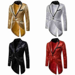 Veste à paillette homme - Veste à queue découpée