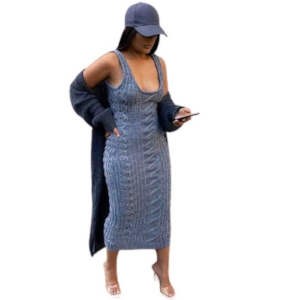 Robe en laine - manches bretelles