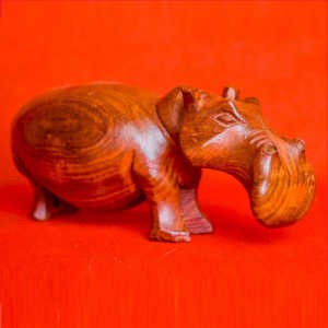 Hippopotame - en bois de tèque - 7 cm de hauteur