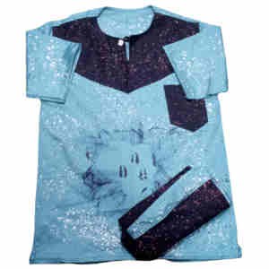 Ensemble Bogolan - Tenue traditionnel à impression Africa - Manches courtes - Modèle 3