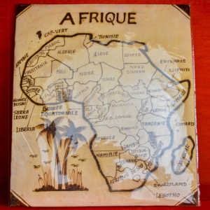 Tableau - en cuir pyrogravée - Carte d'Afrique
