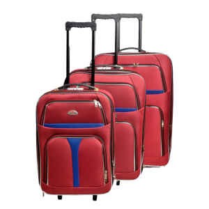 Valises trois pièces - EN TISSU - 2 roues - NOUVEAU modèle - deux ton