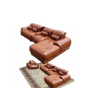 Canapé rembourré en L - Design capitonné en sky - 5 places