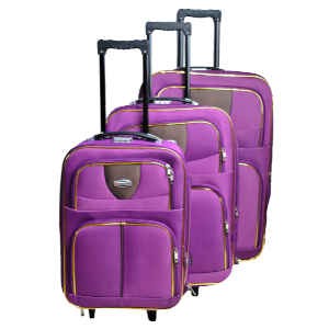 Valises trois pièces - EN TISSU - 2 roues - couleur unique