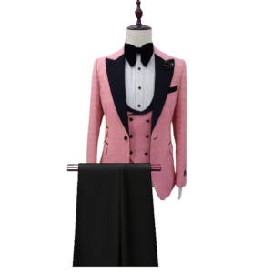 Costume 3 pièces pour homme - Smoking coupe ajustée pour mariage - Gilet croisé - modèle 1