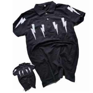 Polo en coton à imprimé éclair