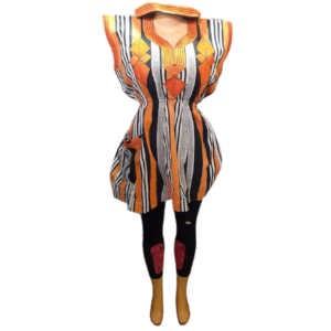 Robe Evasée 3/4 - Faso Dan Fani - Manches Bretelles avec chapeau - Modèle 6