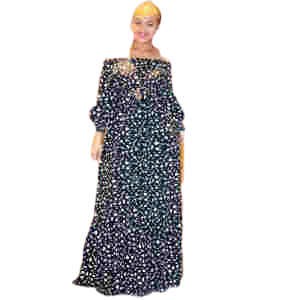 Robe longue évasée - multi couleurs à manches longues - col élastique