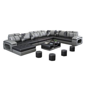 Canapé en L - 7 places - 4 poufs -  Une banquette - 2 Accoudoirs avec coffre en dessous